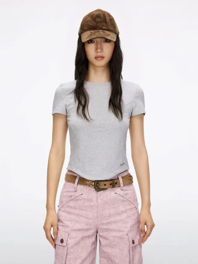 Miss Sixty logo t-shirt grå slim rib