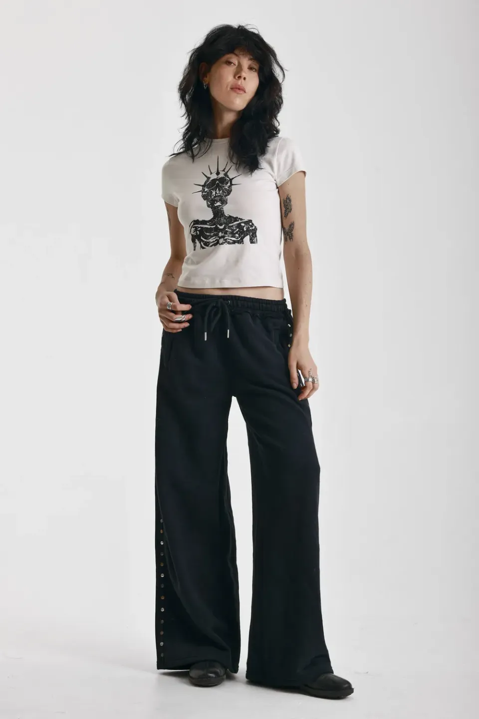 The Ragged Priest Habits Wide Leg Studded joggingbukser sort