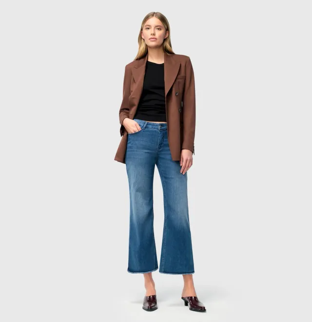 MAC Dream Wide cropped jeans mellemblå wide fit
