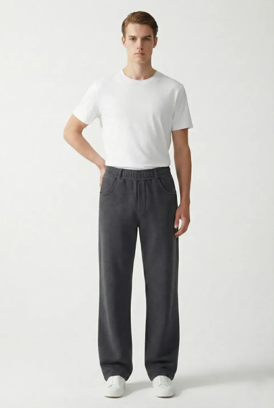 Organsk Studio Trouser bukser mørkegrå relaxed fit