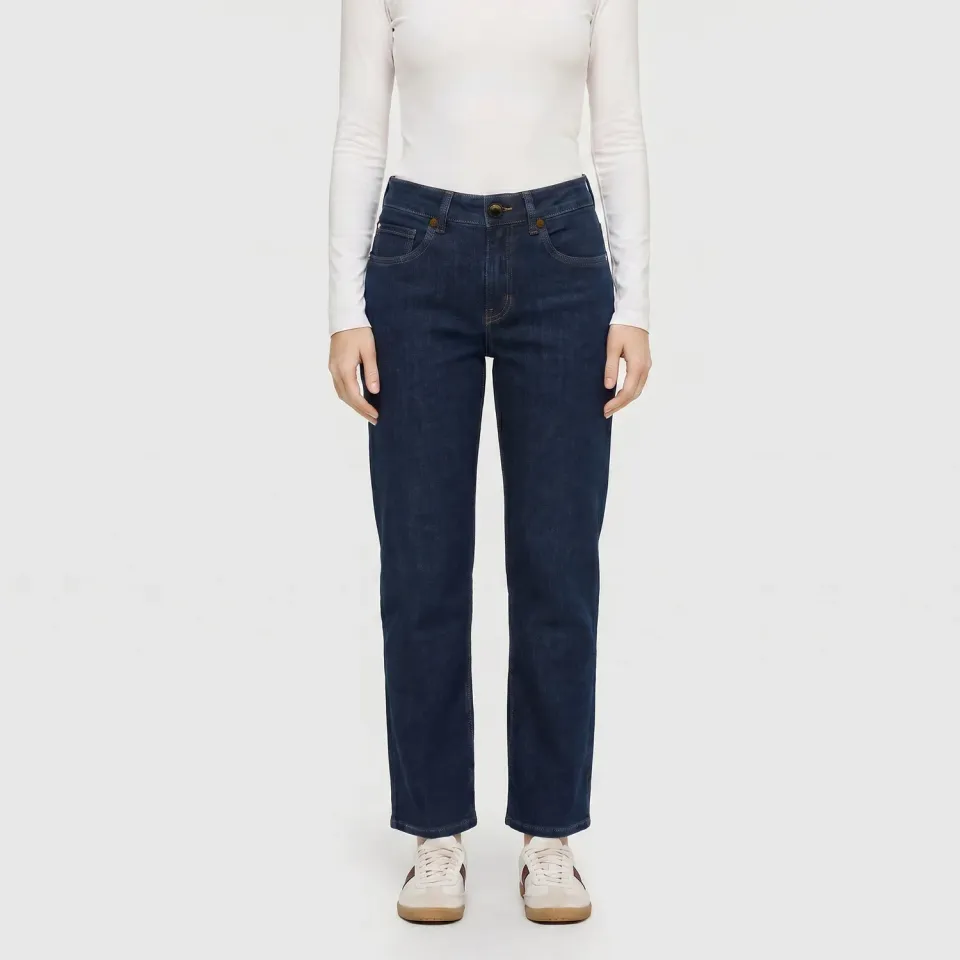 MAC Gina Straight jeans dame mørkeblå stretch