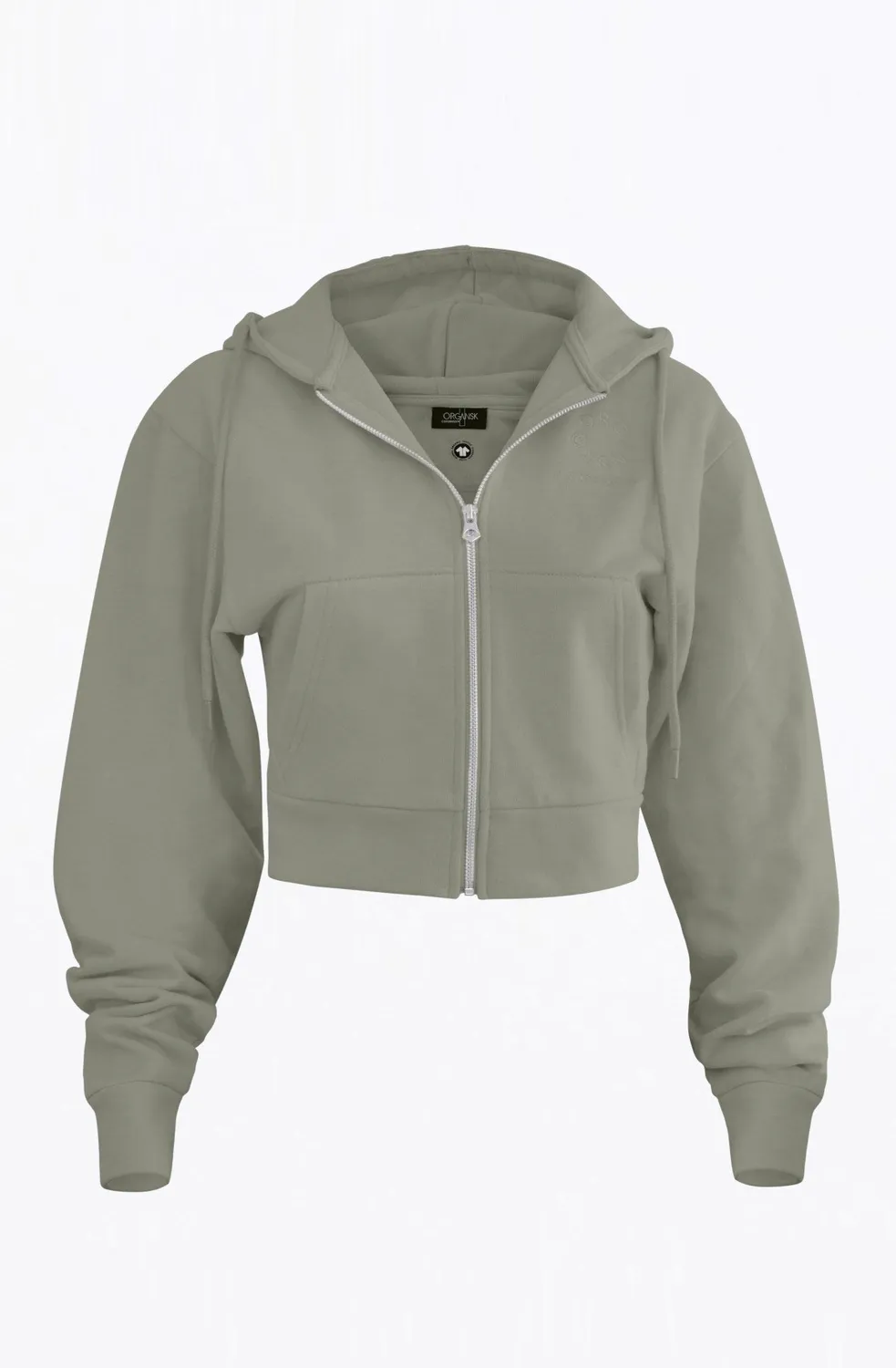 Organsk Cropped Zip-Up Hoodie hættetrøje Grå økologisk bomuld