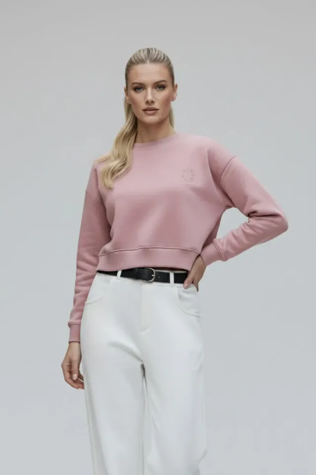 Organsk Cropped sweatshirt pink økologisk oversize