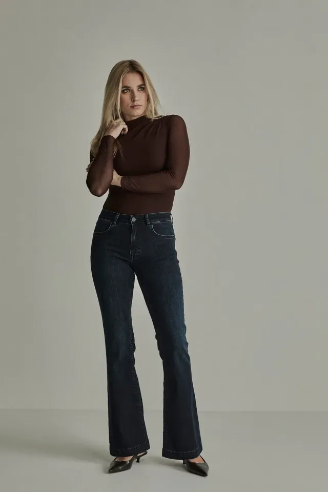 Para Mi Jade flare jeans blue black høj talje str 32