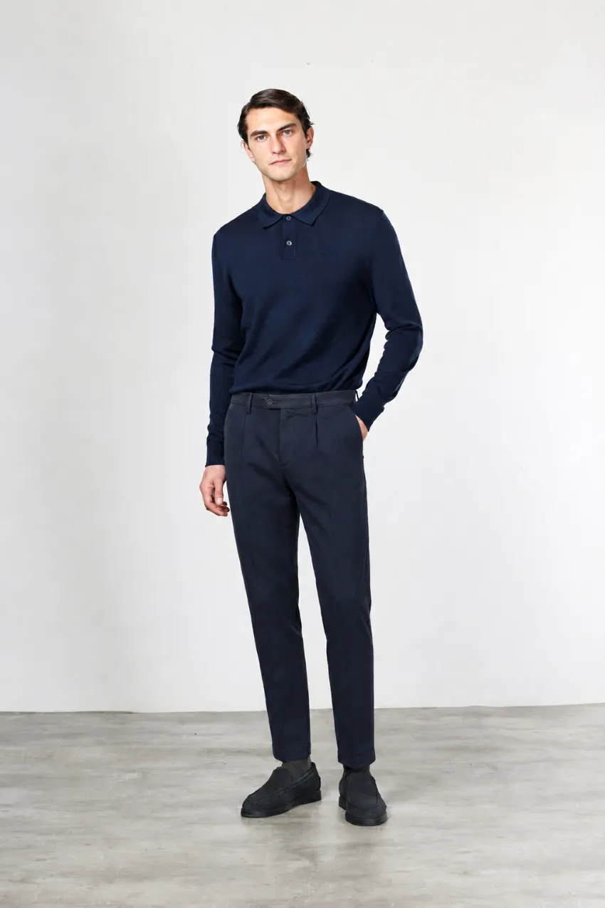Mason's Torino 1 Pinces chino bukser blå slim cashmere