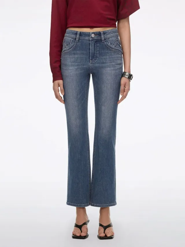 Miss Sixty Bella slim flare jeans mellemblå cropped