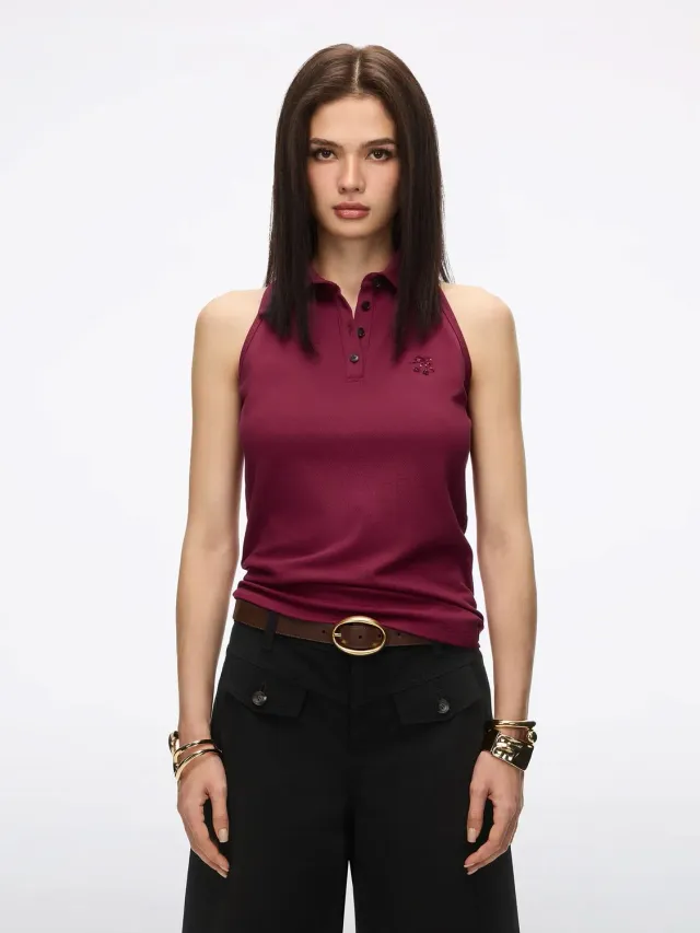 Miss Sixty Beaded Sleeveless top mørkerød perlebroderi