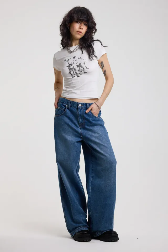 THE RAGGED PRIEST Bound Baggy Cinch Hardware jeans blå