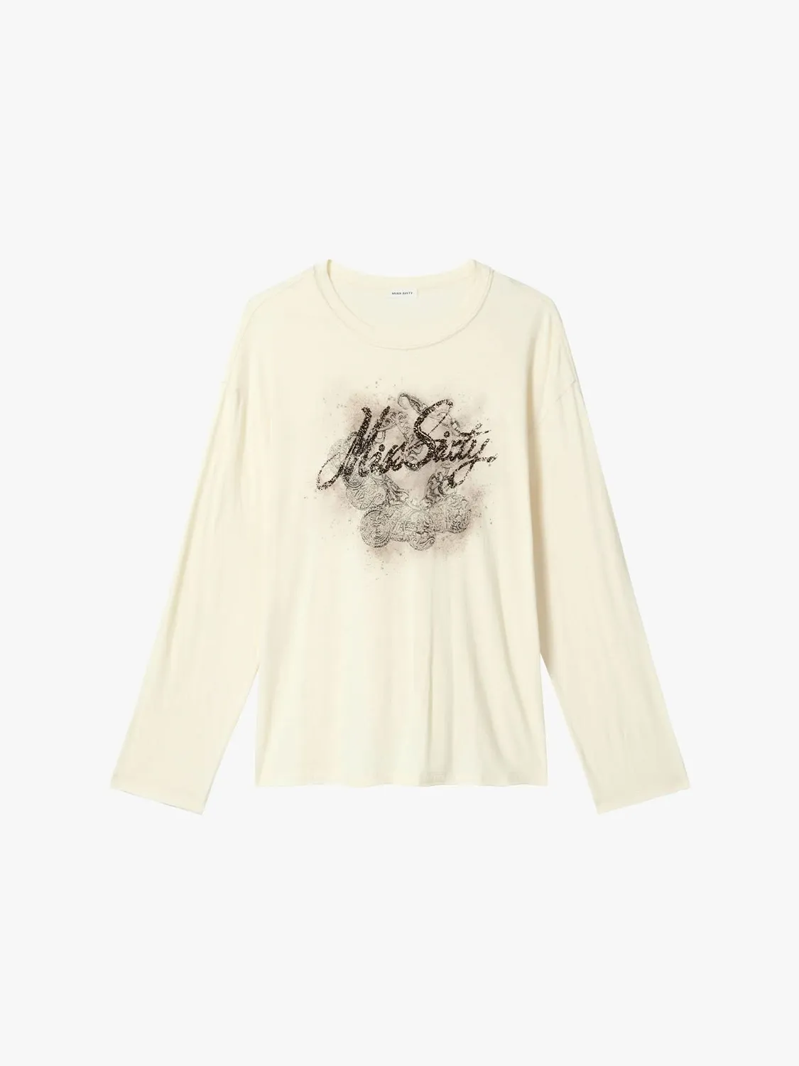Miss Sixty Distressed Graphic T-shirt langærmet abrikos