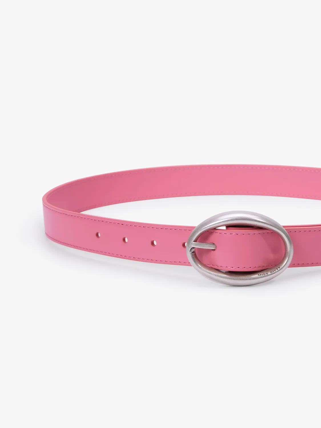 Miss Sixty læderbælte peach blossom rund spænde ægte læder