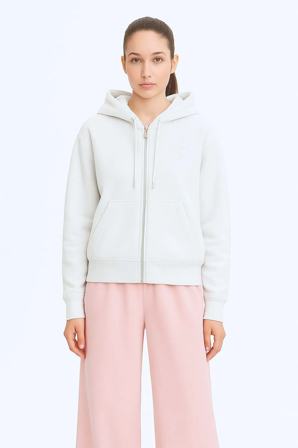 Organsk Classic Zip-Up Hoodie hættejakke grå oversize