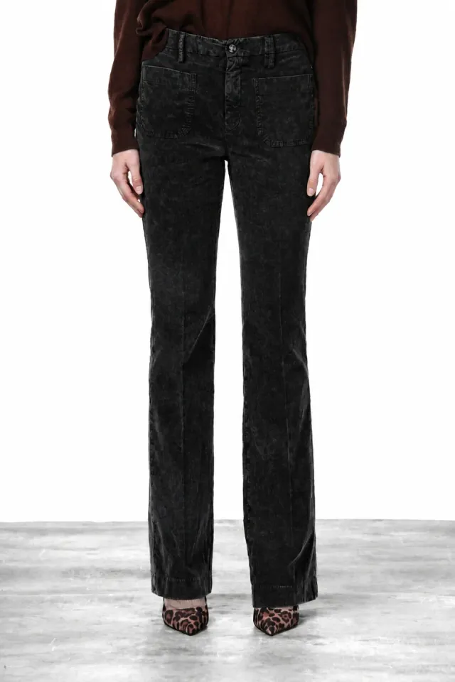 Mason's New York Flare chinobukser sort fløjl slim