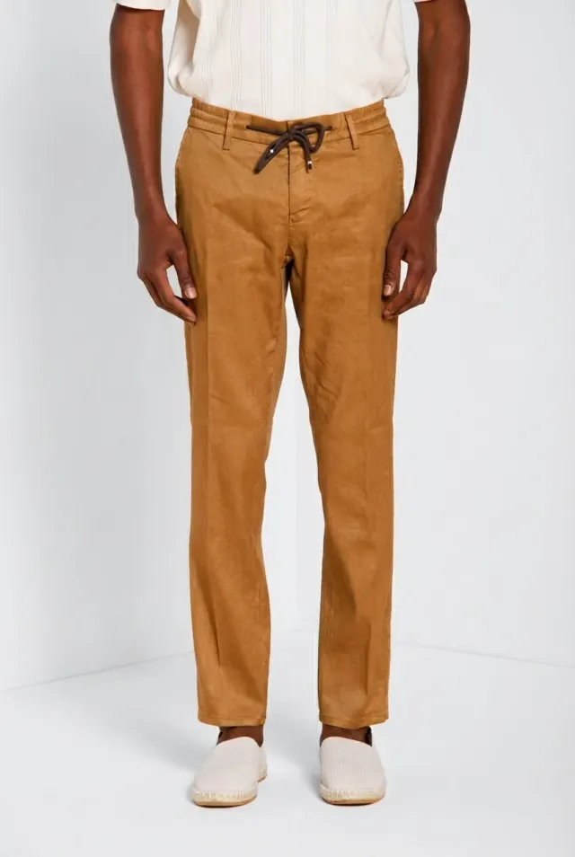 Mason's Milano Jogger chinobukser træbrun hør ekstra slim