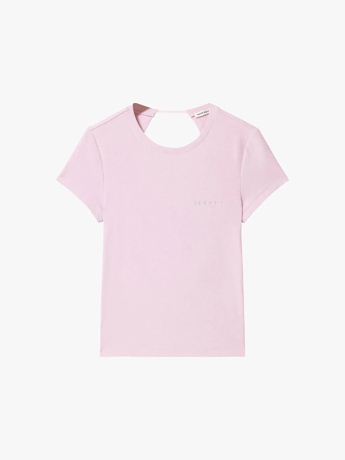 Miss Sixty cropped t-shirt baby pink rygudskæring