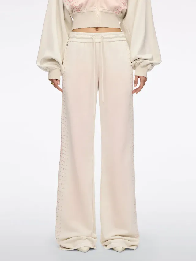 Miss Sixty Tie-Waist Wide-Leg bukser ivory med bindebælte