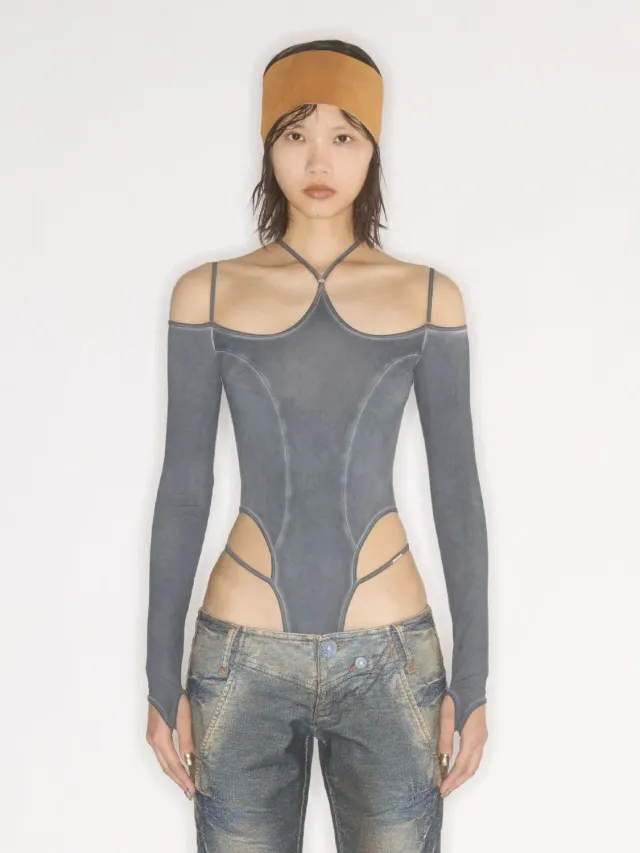 Miss Sixty KNWLS bodysuit t-shirt blå stretch