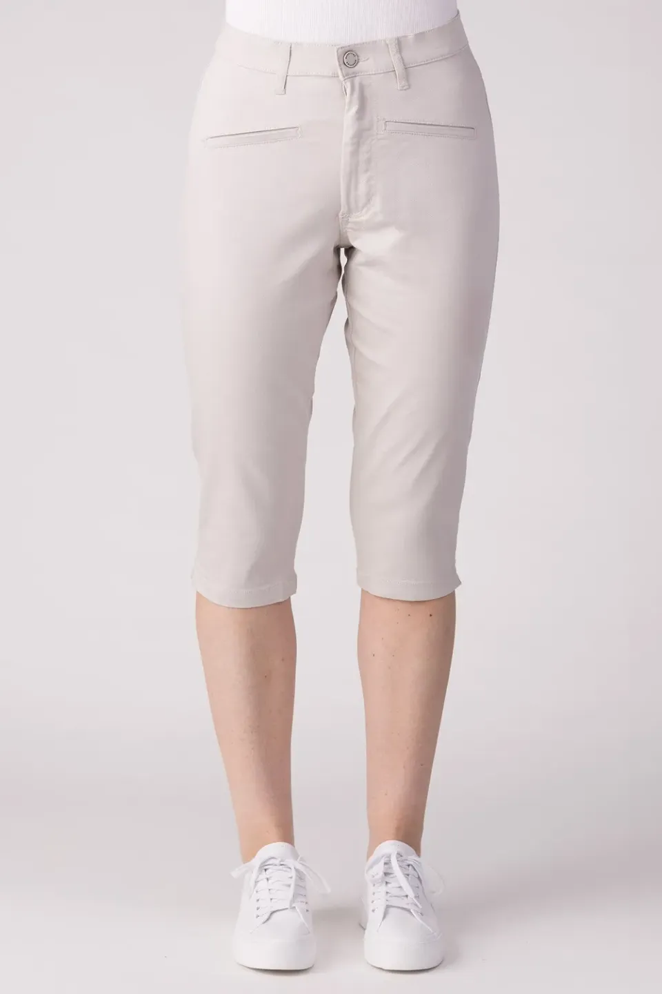 Merrytime Super Slim Capri jeans sand kort ben