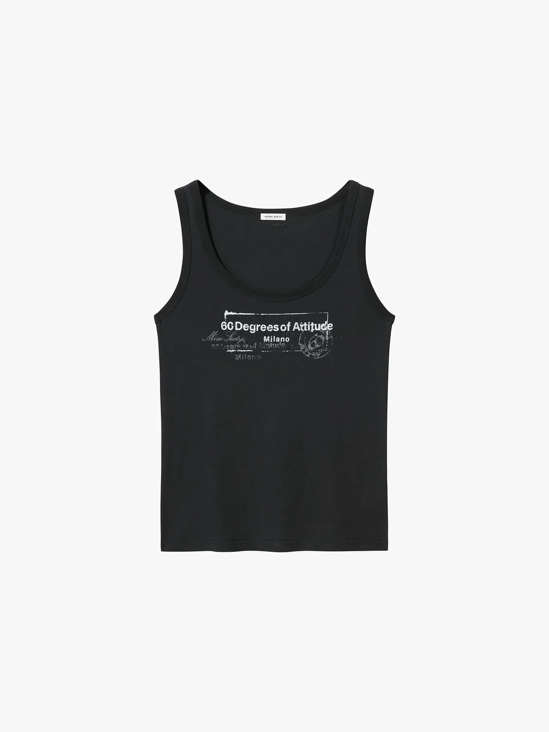 Miss Sixty aermelos T-shirt sort U-hals slid print