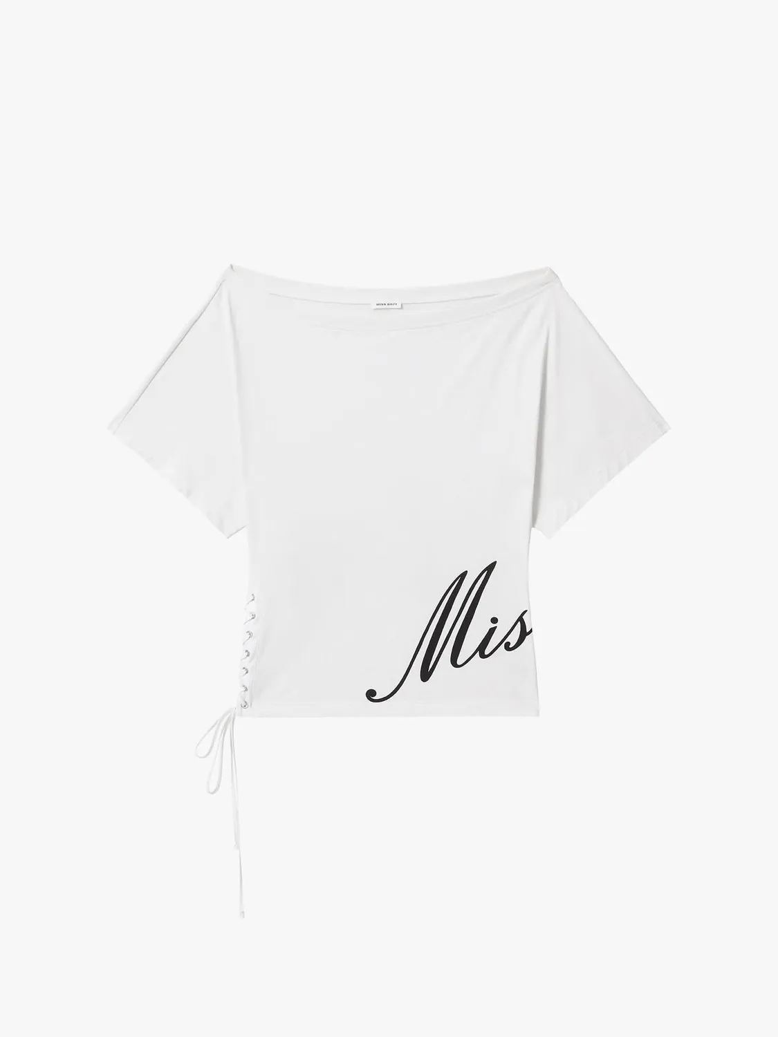Miss Sixty Lace-Up Printed T-Shirt t-shirt hvid snøre