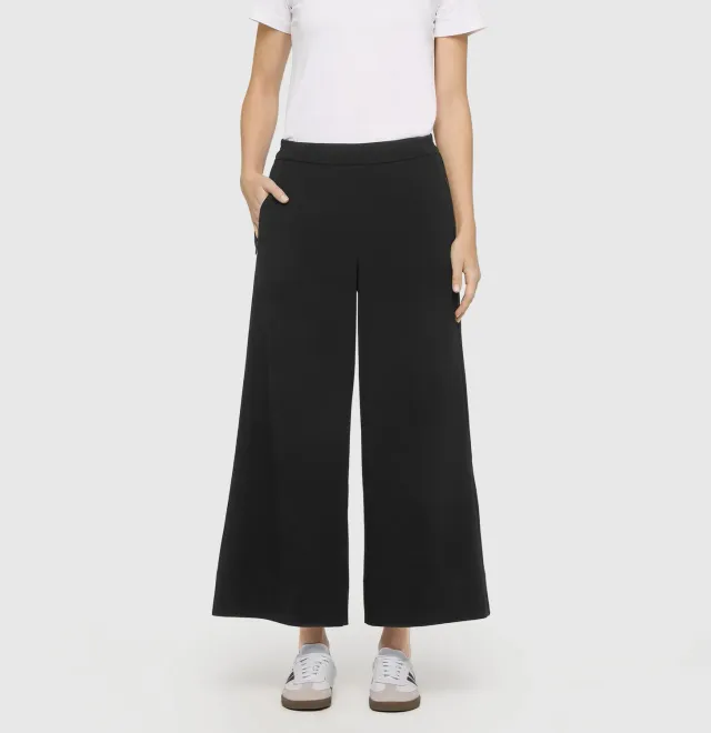 MAC Coralie cropped stofbukser sort wide fit