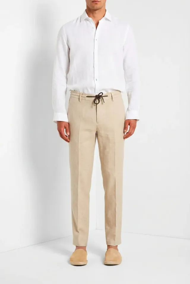 Mason's Milano Jogger chinobukser beige hør extra slim