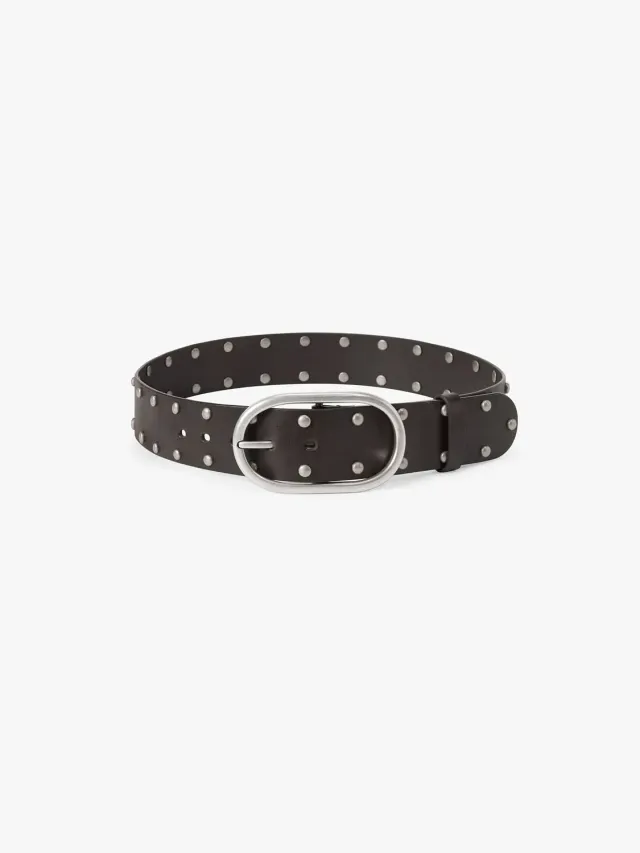 Miss Sixty læderbælte dark coffee med nitter