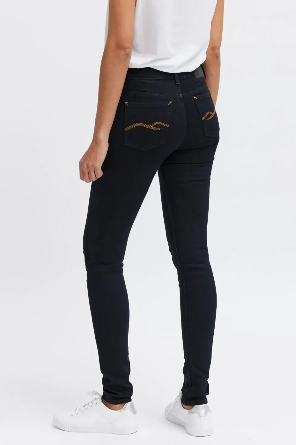 Organsk Breeze Black Goldie skinny jeans sort stretch