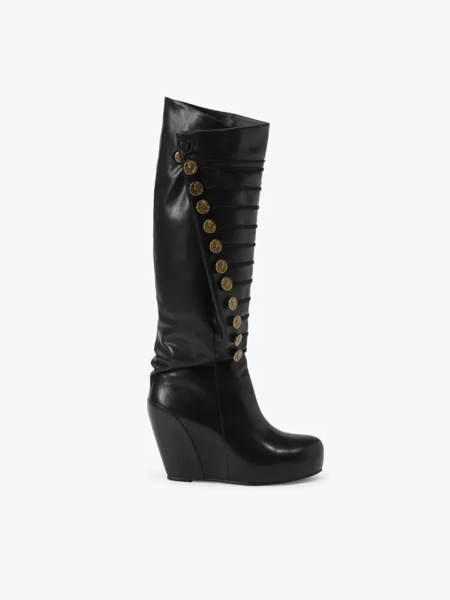 Miss Sixty støvler sort læder kilehæl high-top