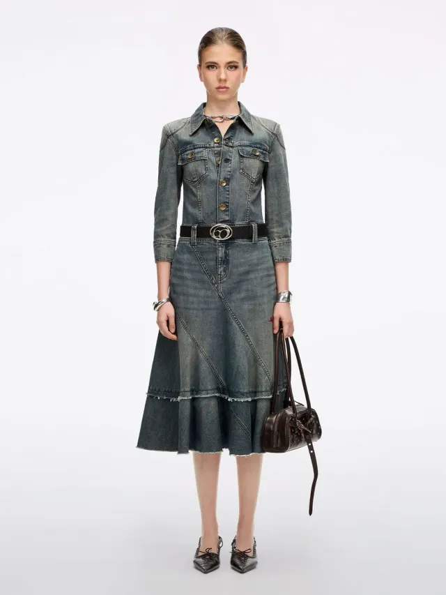 Miss Sixty Distressed Denim Dress denimkjole blå bomuld