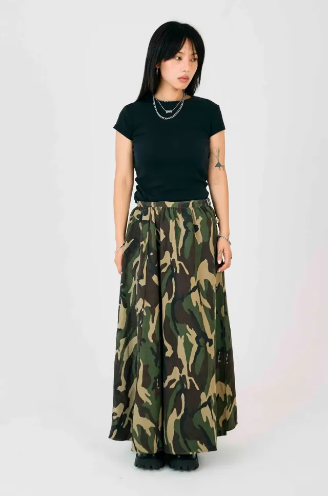 THE RAGGED PRIEST Squad Camo maxiskørt khaki camouflage