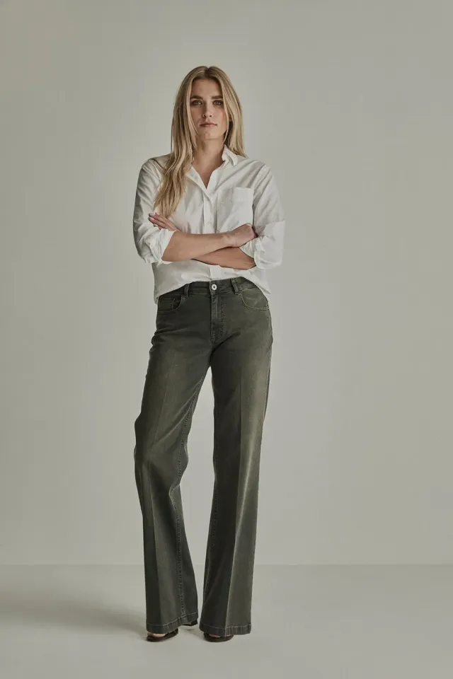 Para Mi Eve Vintage Denim jeans green smoke wide