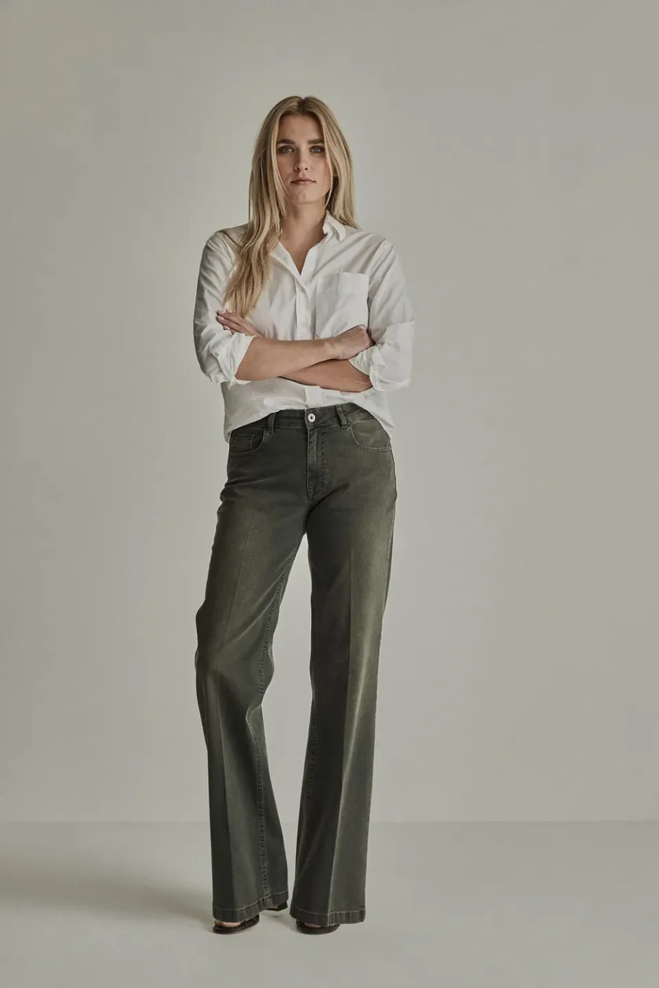 Para Mi Eve Vintage Denim jeans green smoke wide
