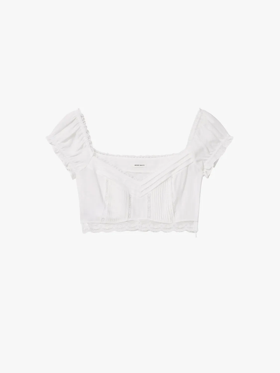 Miss Sixty bluse hvid blonde cropped V-hals