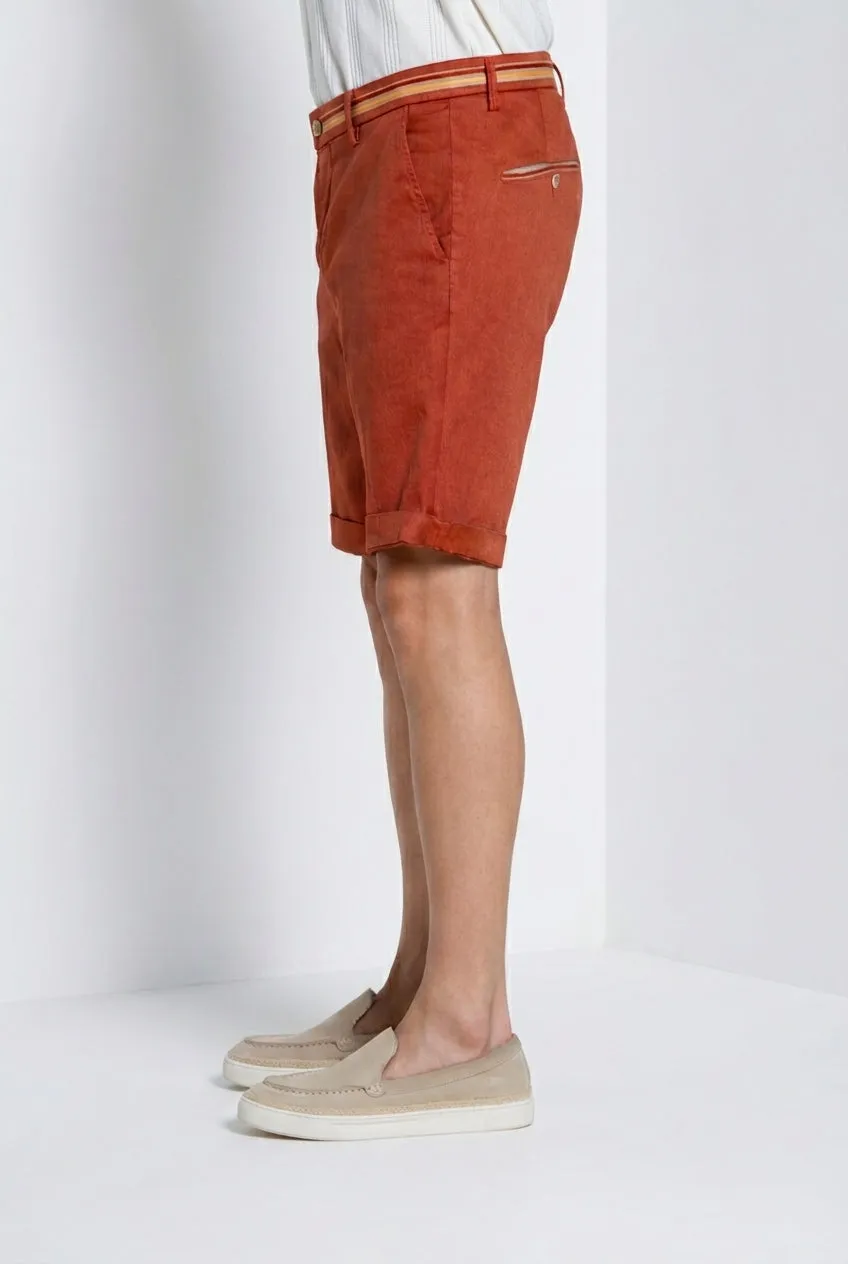 Mason's Torino Oxford bermuda teglrød hør slim