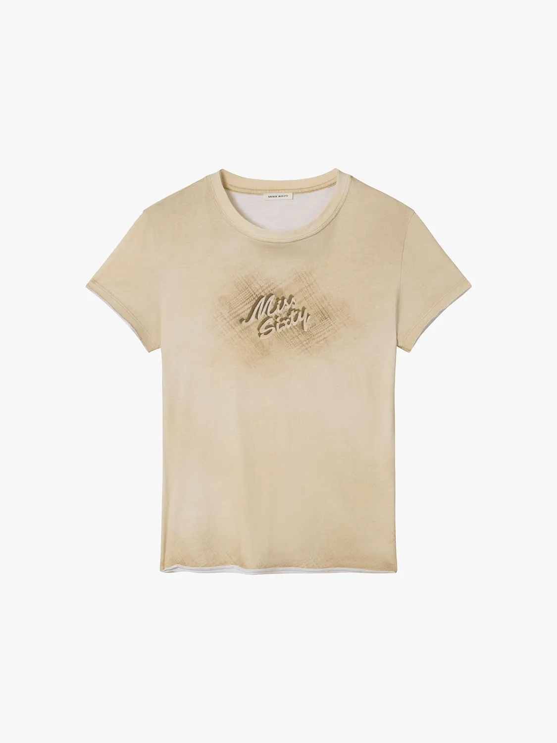 Miss Sixty t-shirt beige hør bomuld regular fit