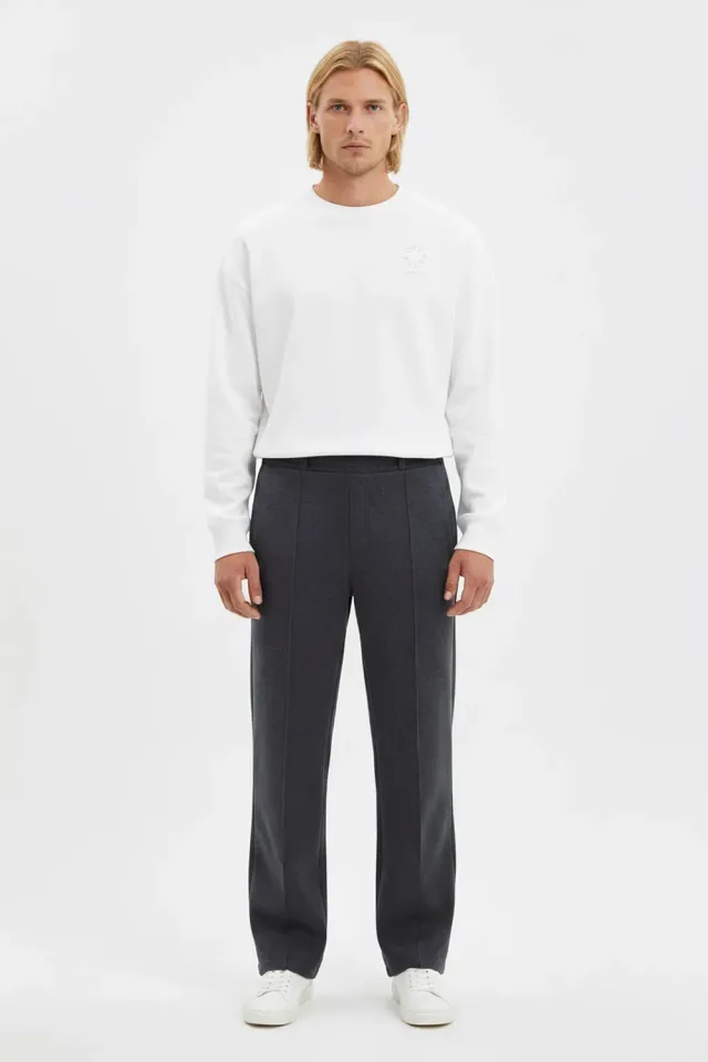 Organsk Tailored Jersey bukser mørkegrå regular