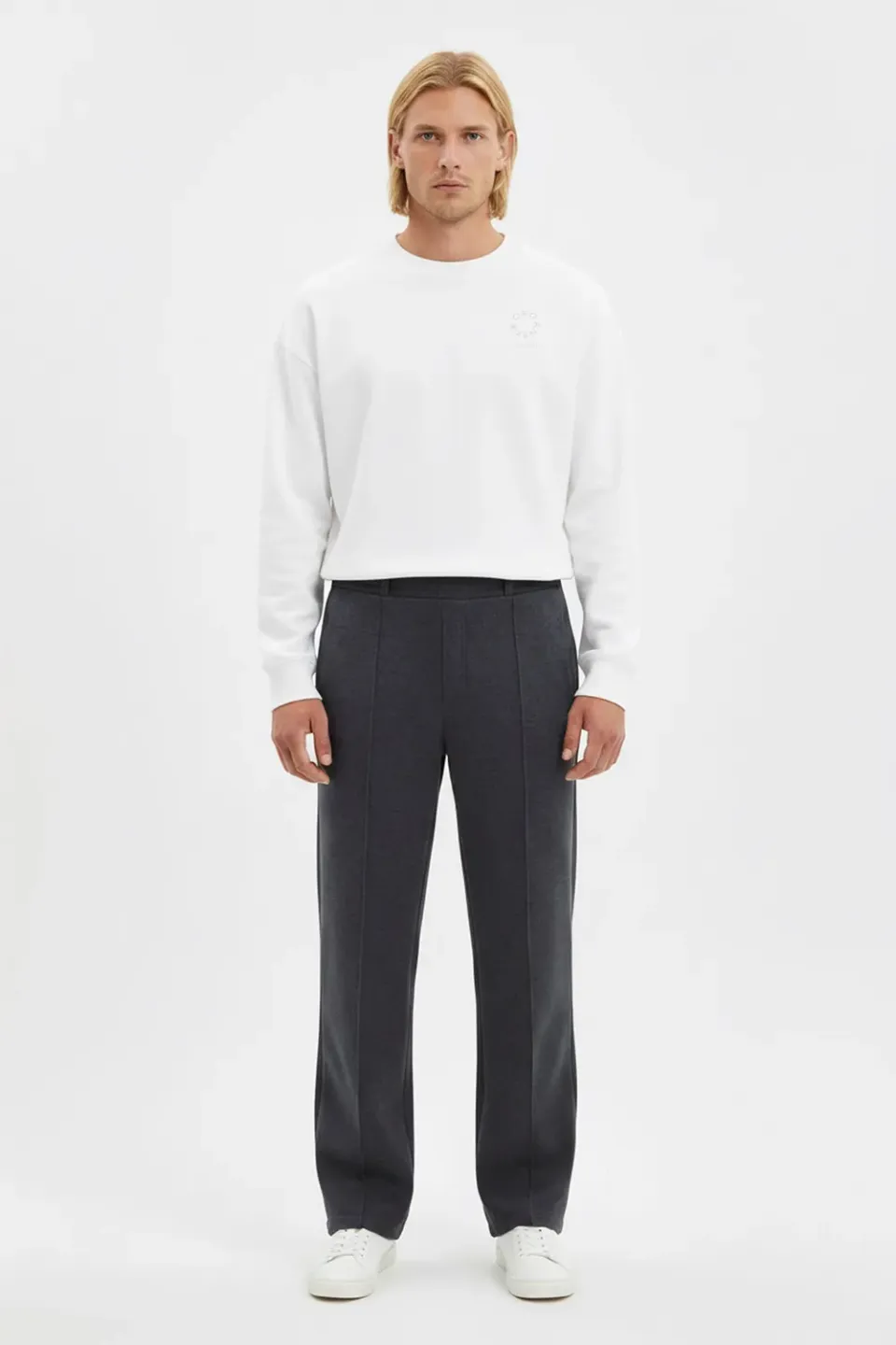 Organsk Tailored Jersey bukser mørkegrå regular