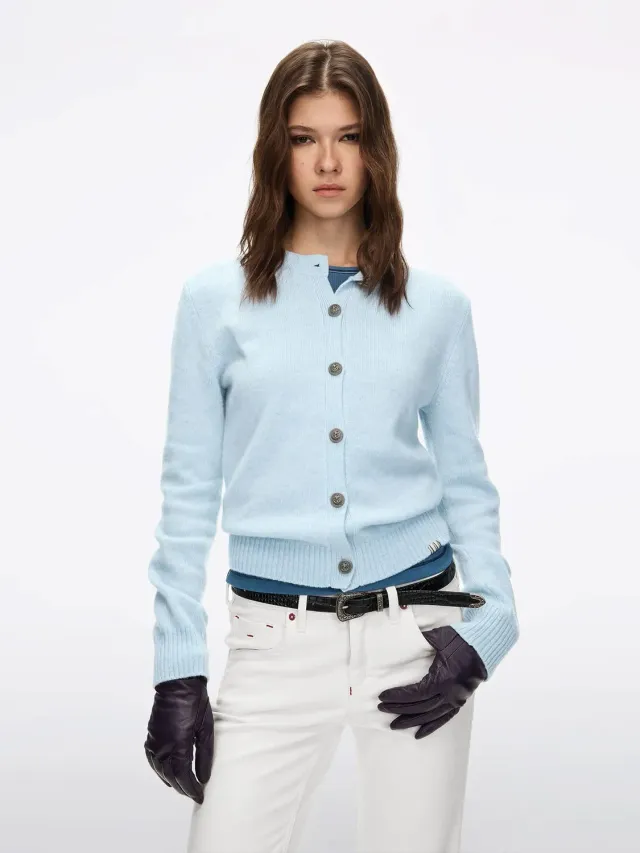 Miss Sixty Wool Knit Cardigan cardigan pastel blue merinould