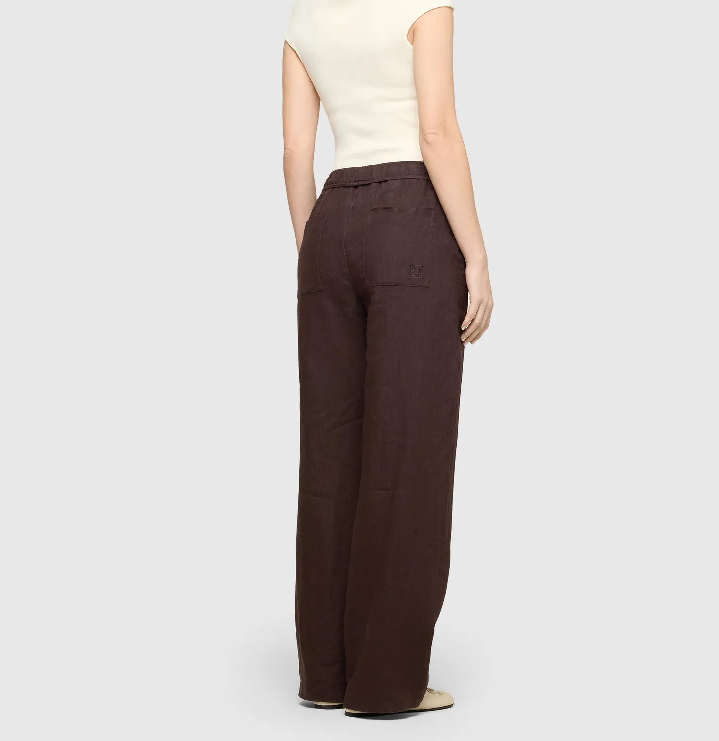 MAC Chiara Belt hørbukser brun wide fit