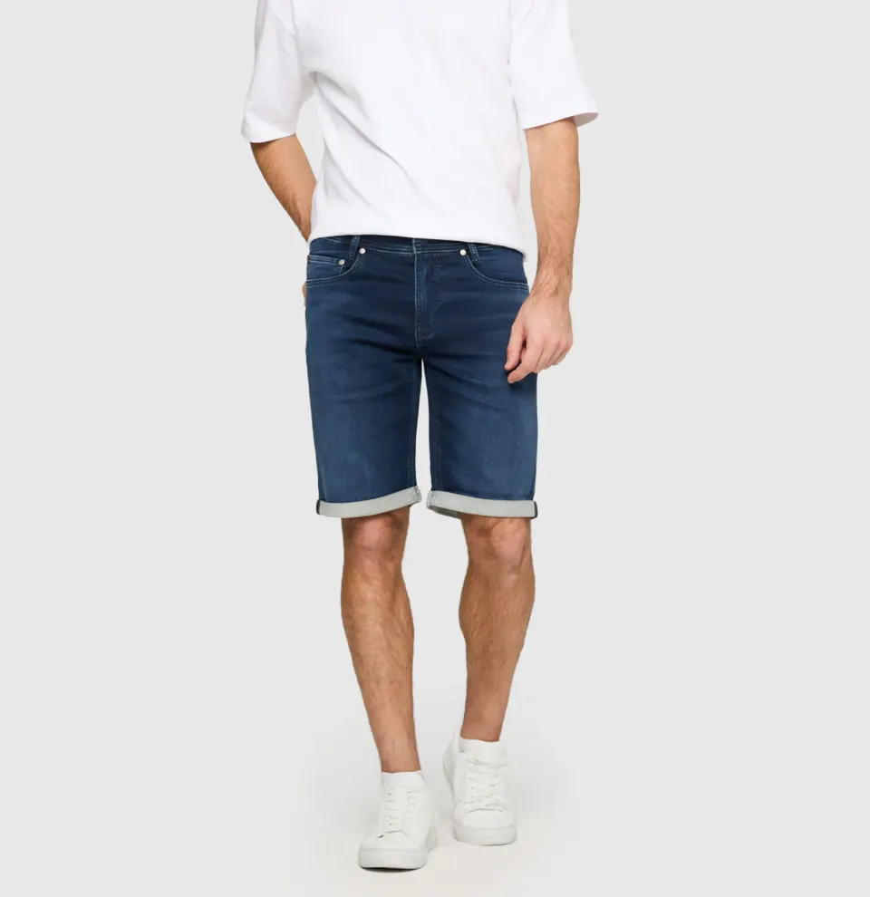 MAC Jogn Bermuda denimshorts mørkeblå stretch