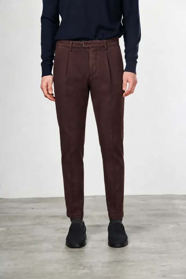 Mason's Torino 1 Pinces chinos vinrød slim cashmere