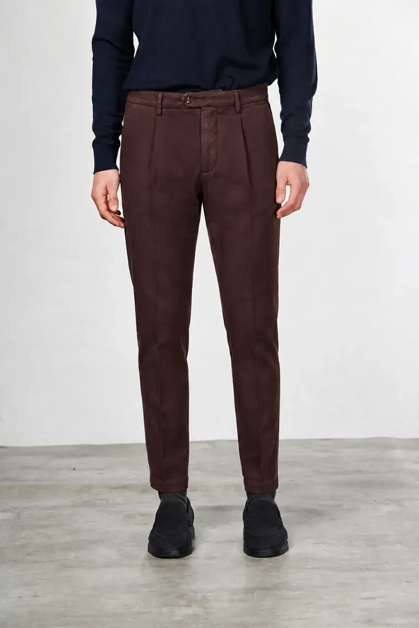 Mason's Torino 1 Pinces chinos vinrød slim cashmere