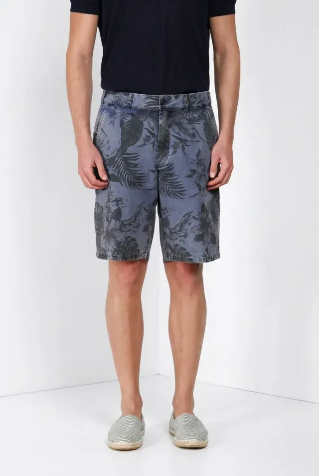 Mason's Denver M74 cargos shorts indigo print relaxed