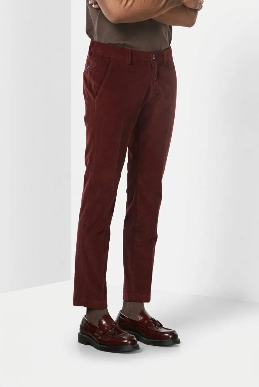 Mason's Torino chino bukser mørkerød slim fløjl