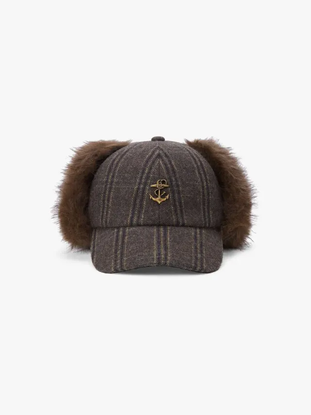 Miss Sixty Check-Panelled cap brun ternet
