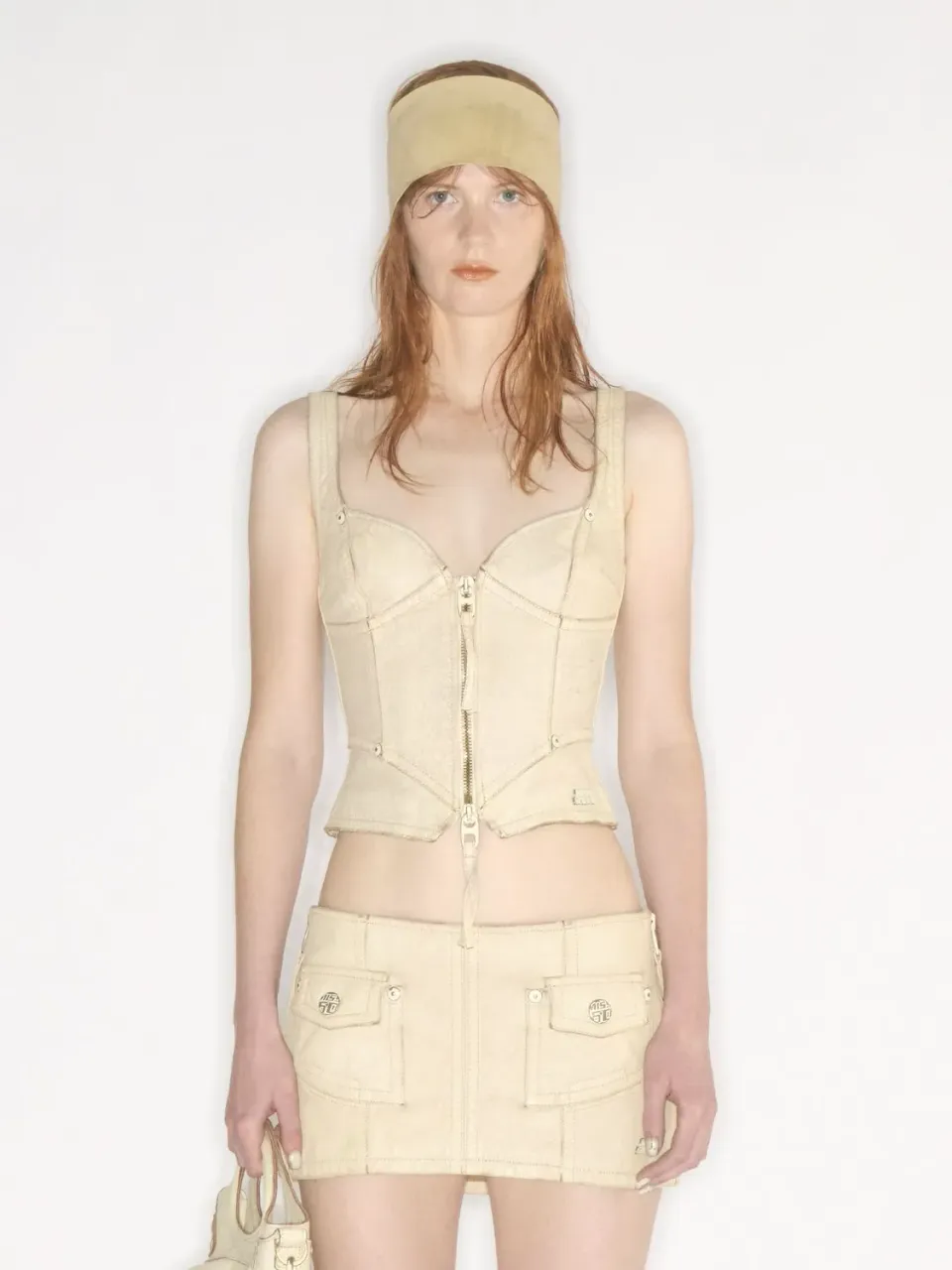 Miss Sixty KNWLS lædervest beige cracked look