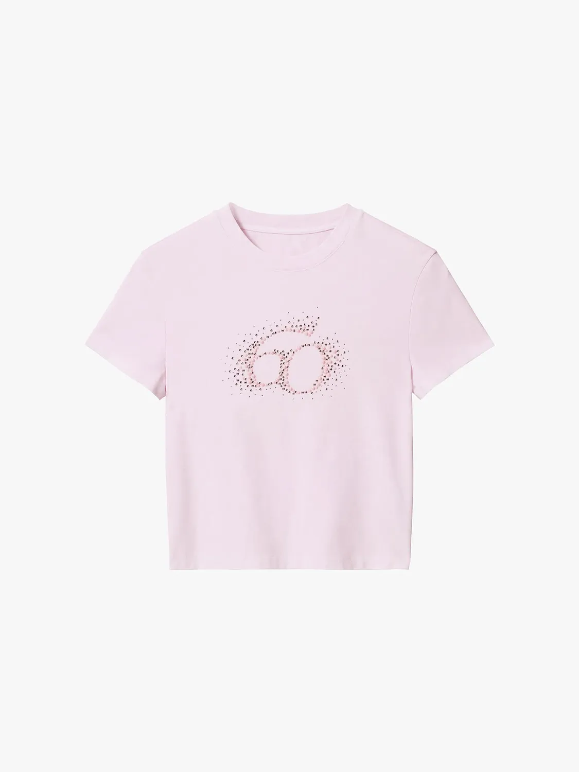 Miss Sixty Rhinestone t-shirt baby pink strass fitted