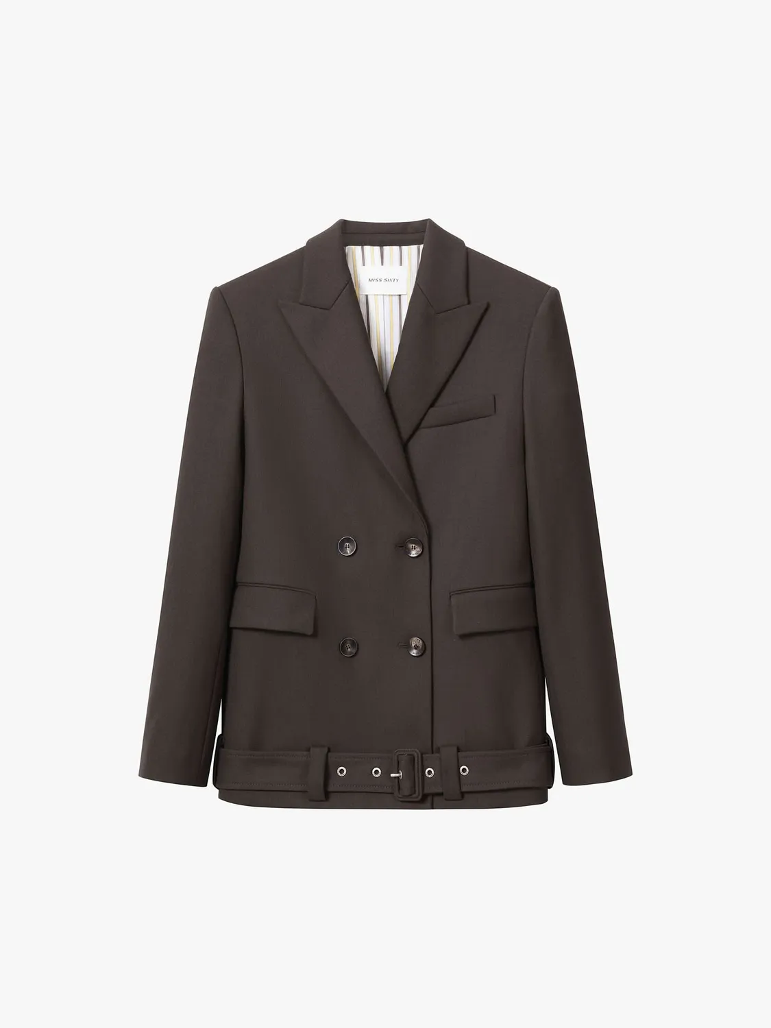 Miss Sixty Wool Tailored blazer Fuscous Brown dobbeltradet