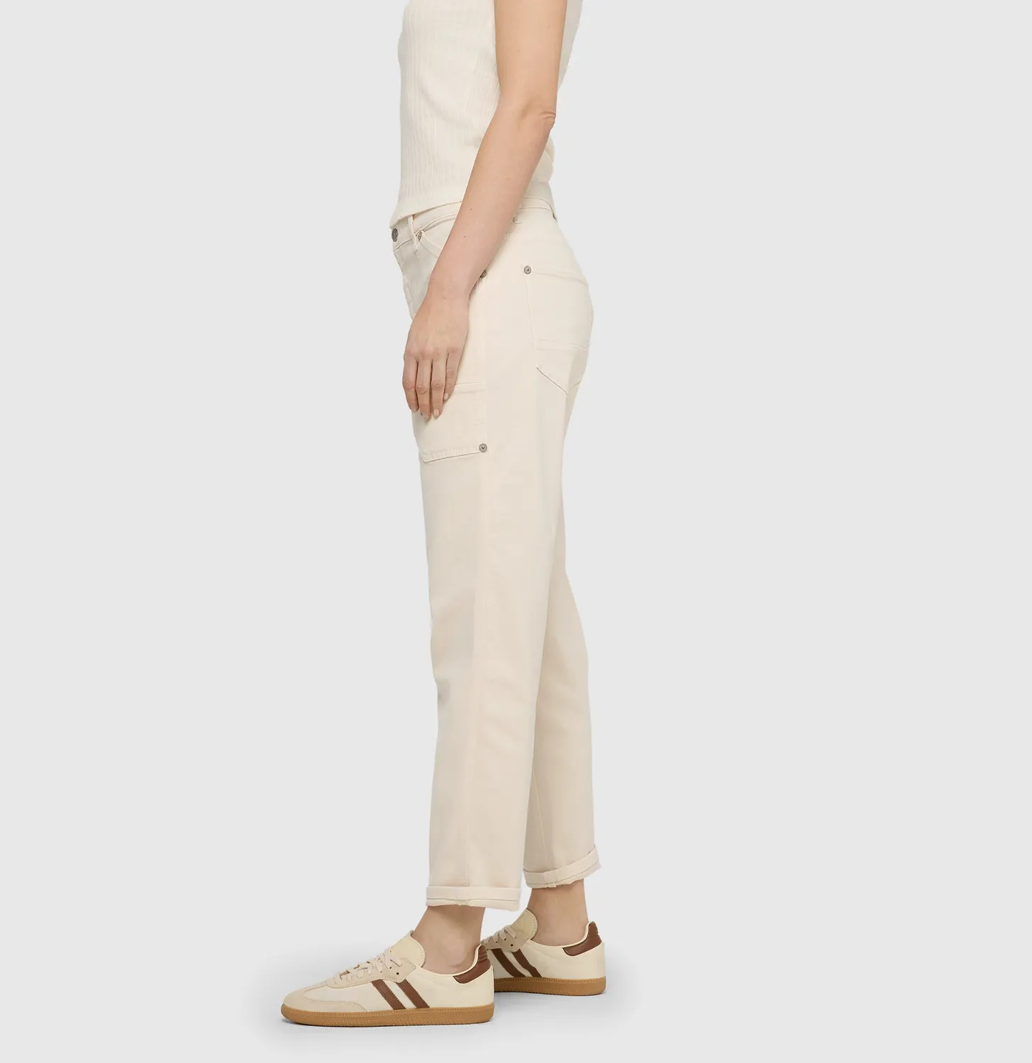 MAC Iowa 2803-00-0333L baggy jeans hvid cropped