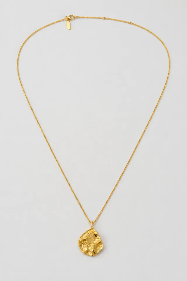 Organsk Organic Form halskæde guld 40 cm hamret vedhæng